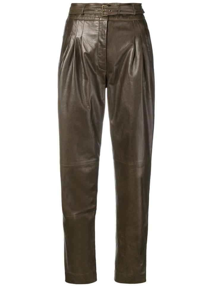 Alberta Ferretti Wet-look Trousers - Brown