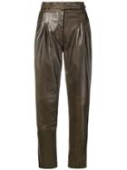 Alberta Ferretti Wet-look Trousers - Brown