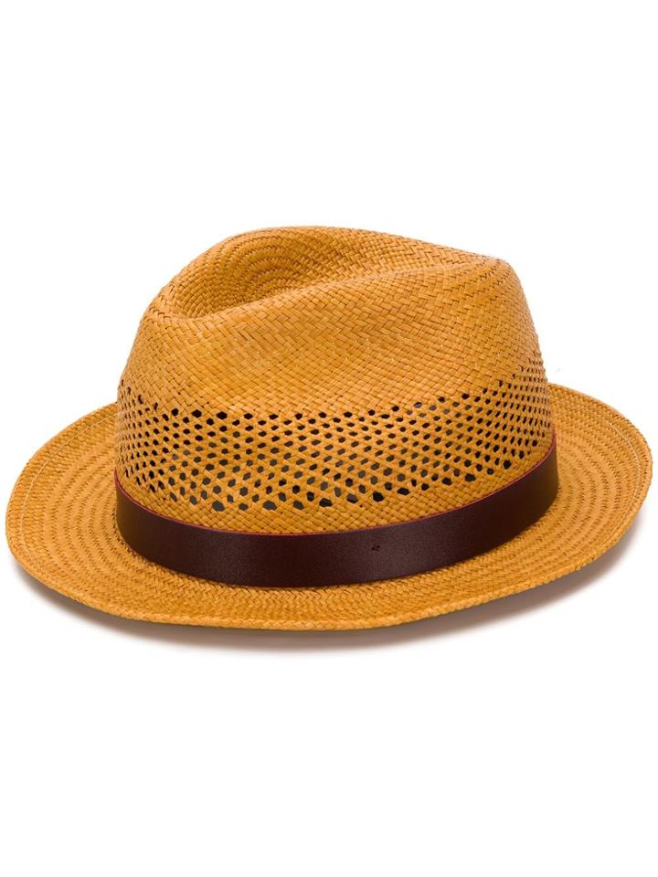 Paul Smith Woven Straw Fedora Hat - Brown