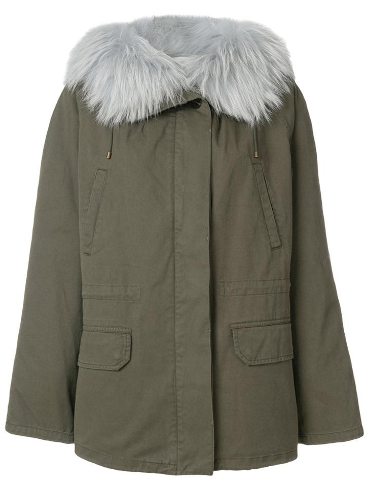 Army Yves Salomon Contrast Collar Parka - Green