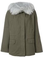 Army Yves Salomon Contrast Collar Parka - Green
