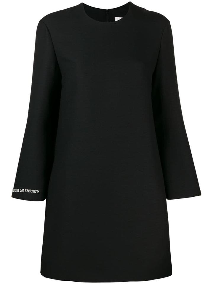 Valentino Slogan Detail Short Dress - Black