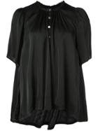 Raquel Allegra Short-sleeve Flared Blouse - Black