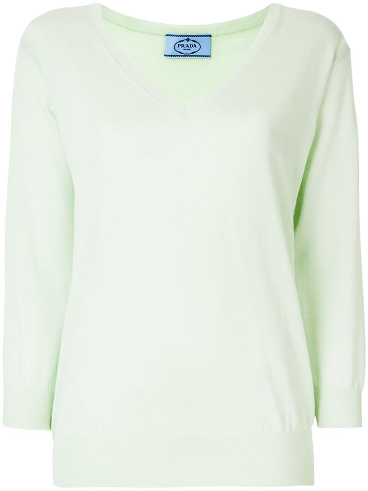 Prada V-neck Sweater - Green