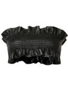 Marni Shirred Leather Boob Tube, Women's, Size: 40, Black, Lamb Skin