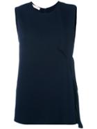 Cédric Charlier Sleeveless Blouse, Size: 42, Blue, Polyester