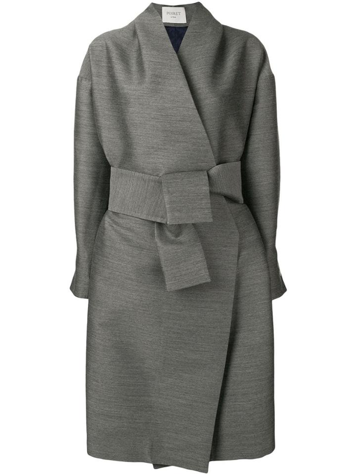 Poiret Pleated Belt Coat - Grey