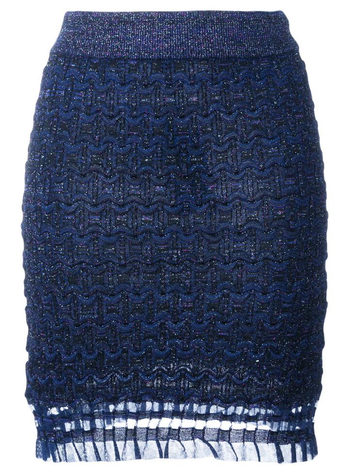 Kenzo Lace Hem Skirt, Women's, Size: Small, Blue, Polyamide/polyester/viscose/metallized Polyester