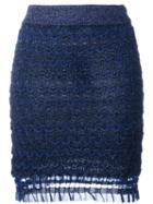 Kenzo Lace Hem Skirt, Women's, Size: Small, Blue, Polyamide/polyester/viscose/metallized Polyester