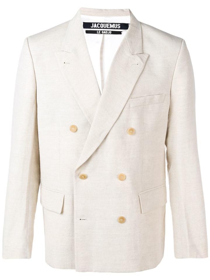 Jacquemus Double-breasted Fitted Blazer - Neutrals