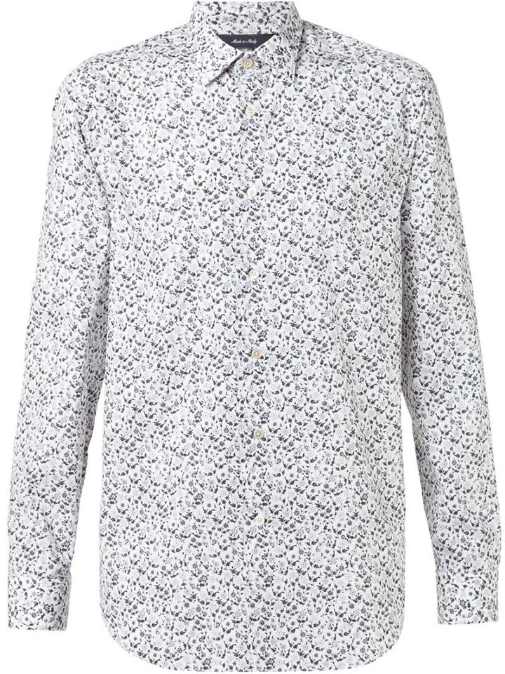 Paul Smith London Floral Print Shirt, Men's, Size: 15, White, Cotton