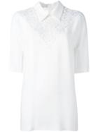 Stella Mccartney Pointed Collar Lace Blouse, Women's, Size: 40, White, Cotton/spandex/elastane/acetate/viscose