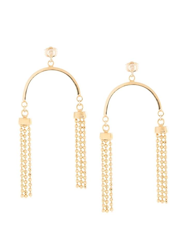 Petite Grand Curved Tassel Earrings - Gold