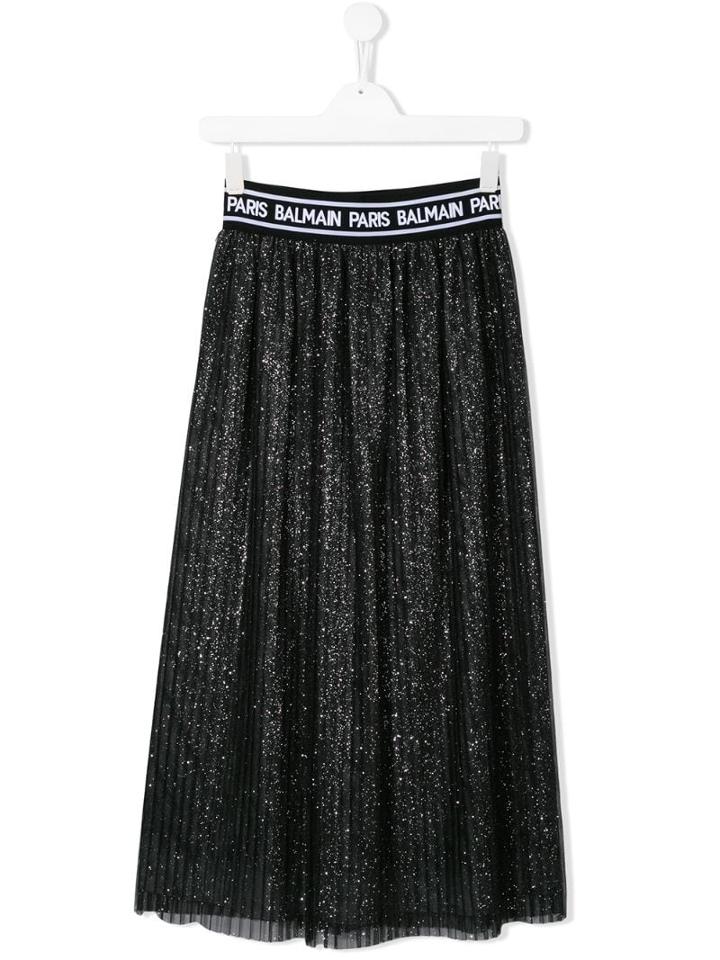 Balmain Kids Logo Band Skirt - Black