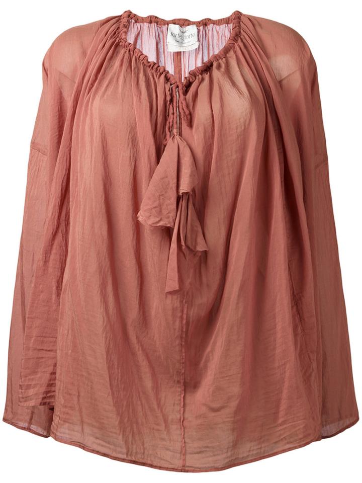 Forte Forte Drawstring Neck Blouse, Women's, Size: 0, Nude/neutrals, Silk/cotton
