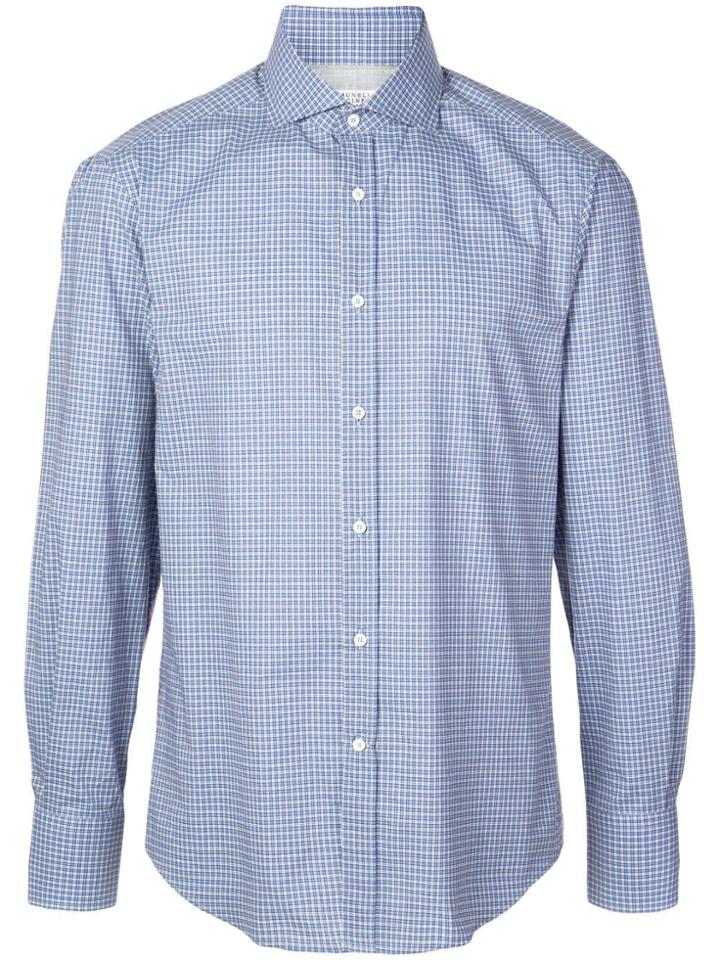 Brunello Cucinelli Checked Slim-fit Shirt - Blue