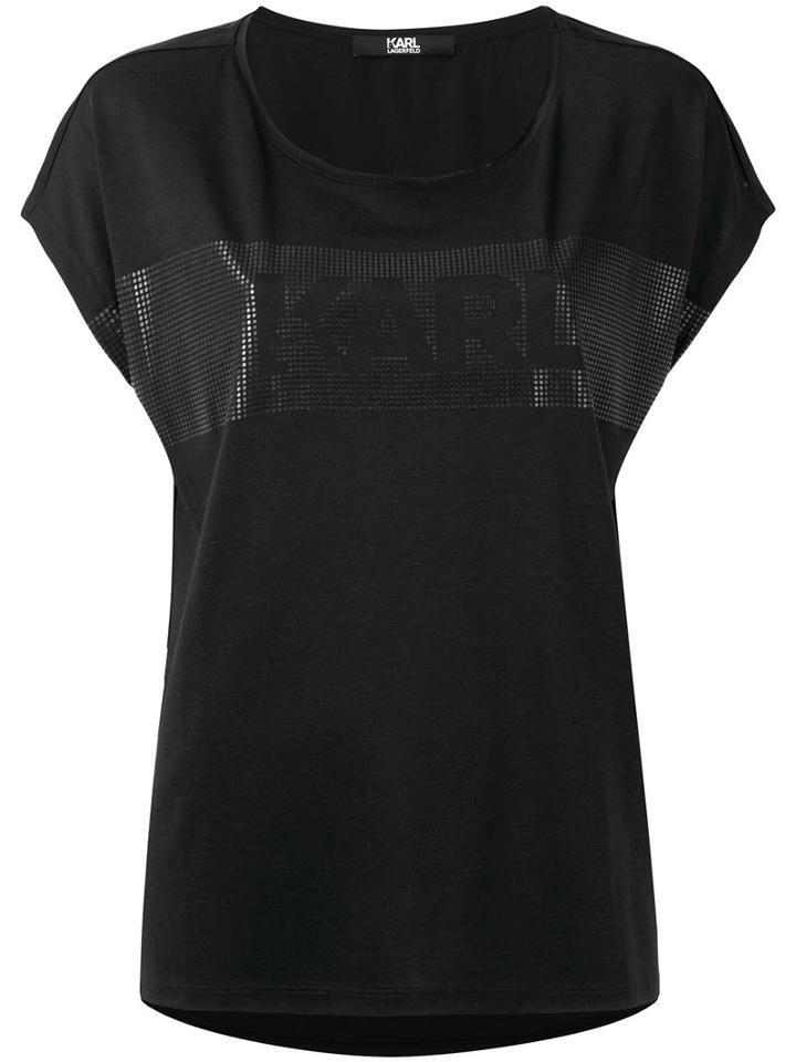 Karl Lagerfeld - D1 T-shirt - Women - Cotton/lyocell - L, Women's, Black, Cotton/lyocell