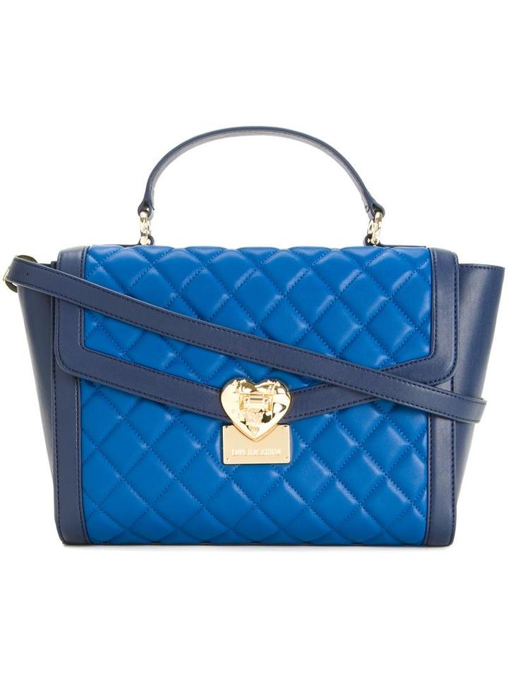 Love Moschino Quilted Tote, Women's, Blue, Polyurethane
