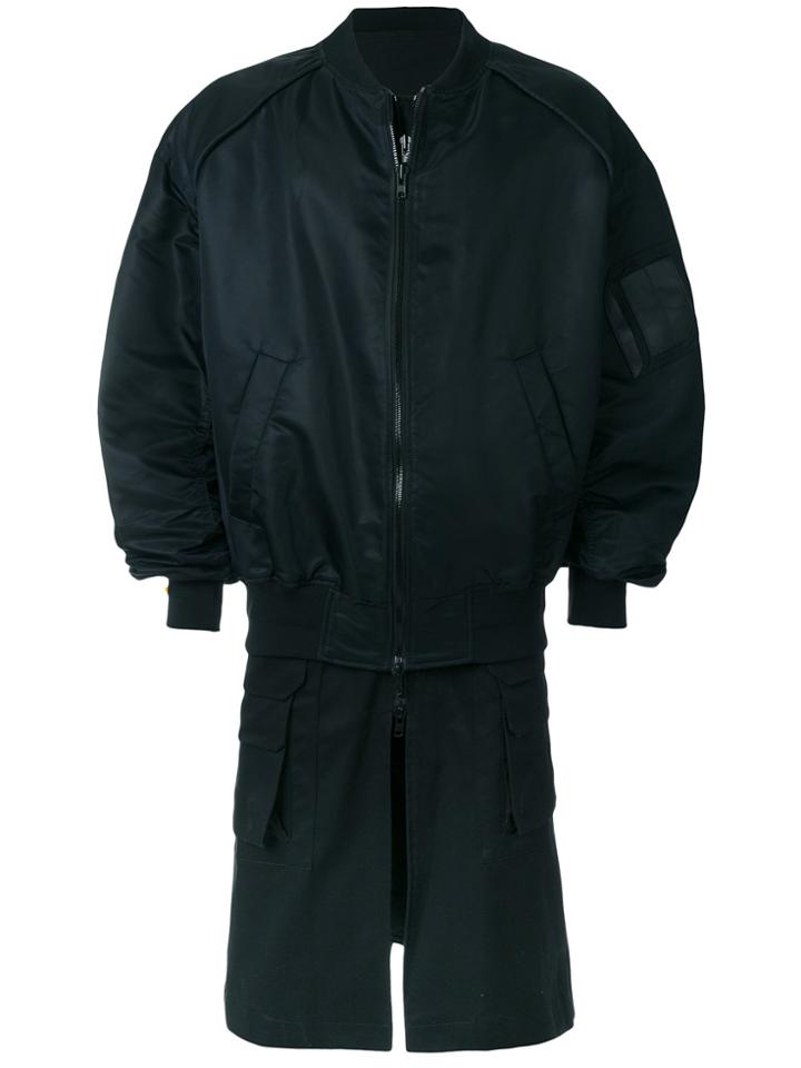 Juun.j Layered Hem Bomber Coat - Black