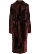 Yves Salomon Belted Trench Coat - Red