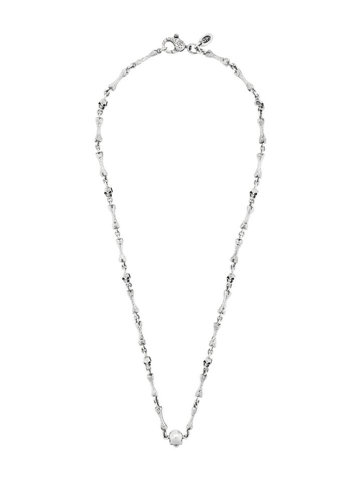Elf Craft Skull And Bones Necklace - Silver