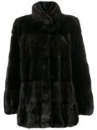 Liska Buttoned Fur Jacket - Brown