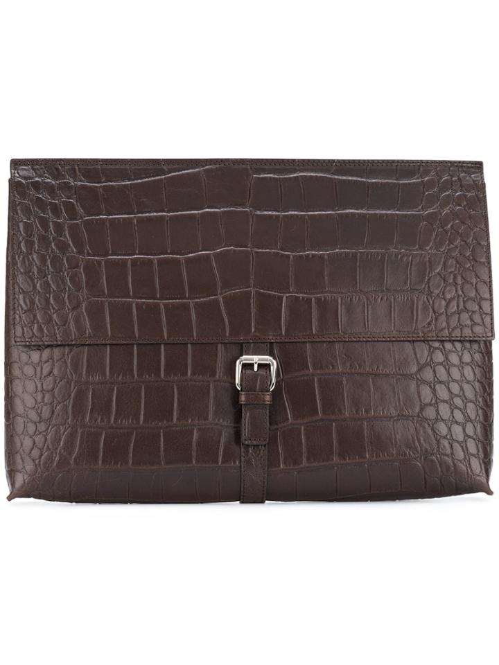 Orciani Foldover Buckle Pouch - Brown