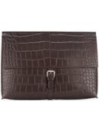 Orciani Foldover Buckle Pouch - Brown