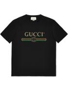 Gucci Fake Logo Cotton T Shirt - Black