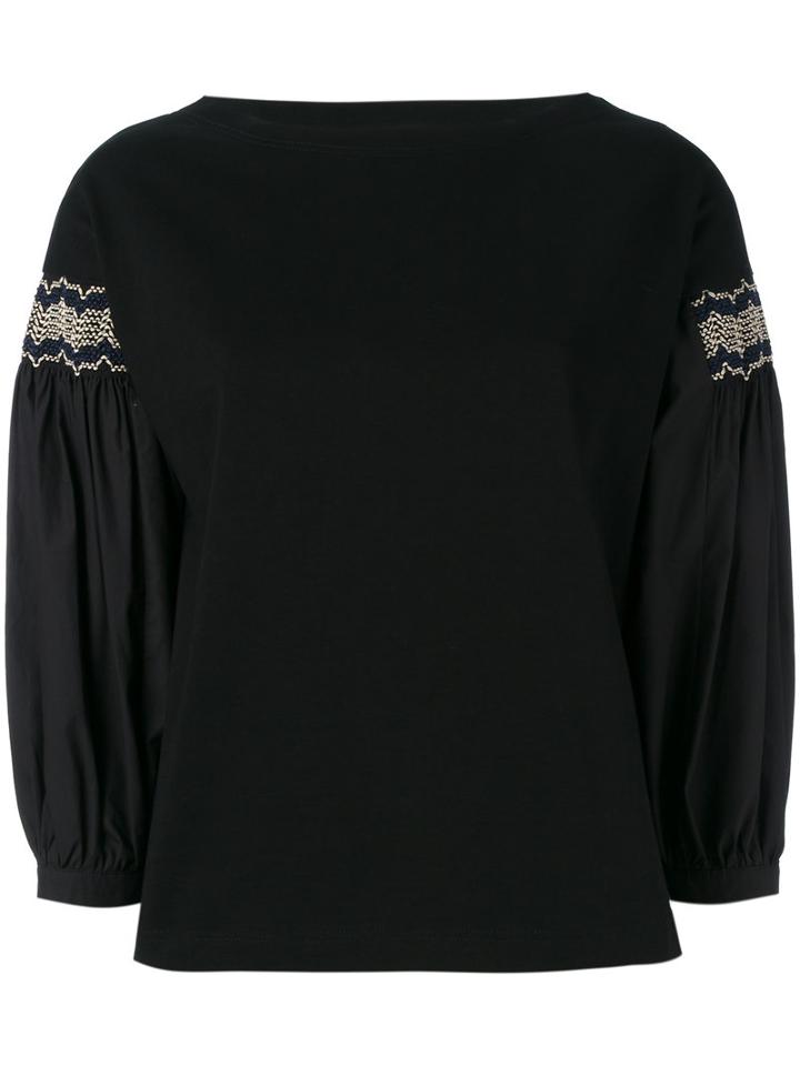 Moncler Embroidered Detail Blouse, Women's, Size: Small, Black, Cotton
