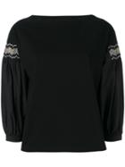 Moncler Embroidered Detail Blouse, Women's, Size: Small, Black, Cotton