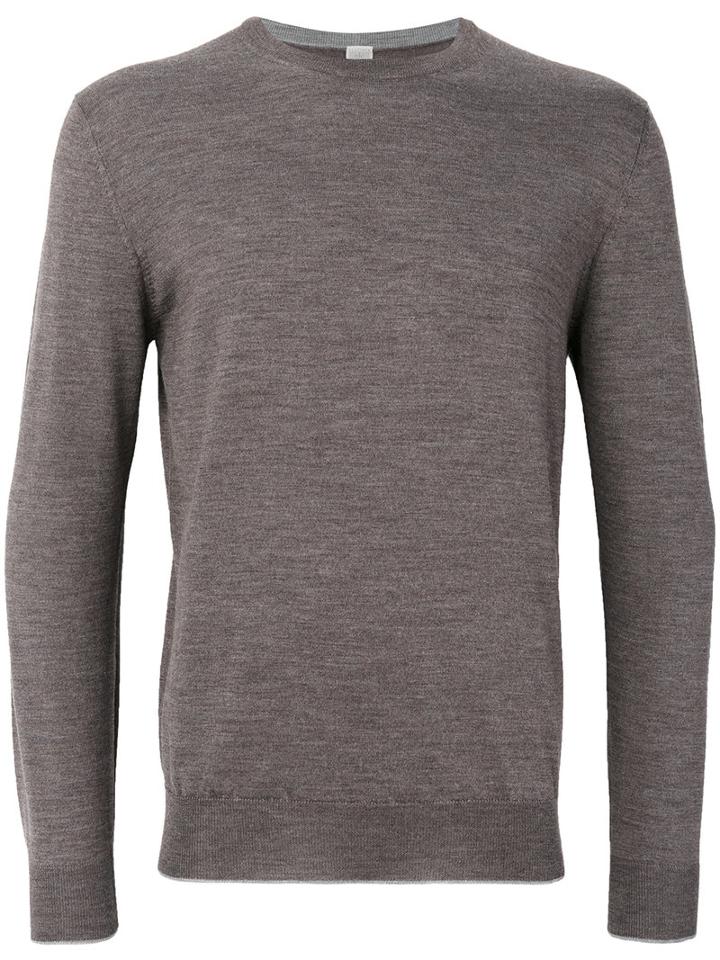 Eleventy - Round Neck Sweatshirt - Men - Silk/merino - L, Brown, Silk/merino