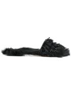 Alberta Ferretti Fur Detail Sandals - Black