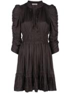 Ulla Johnson Ruched Cropped Sleeve Dress - Brown