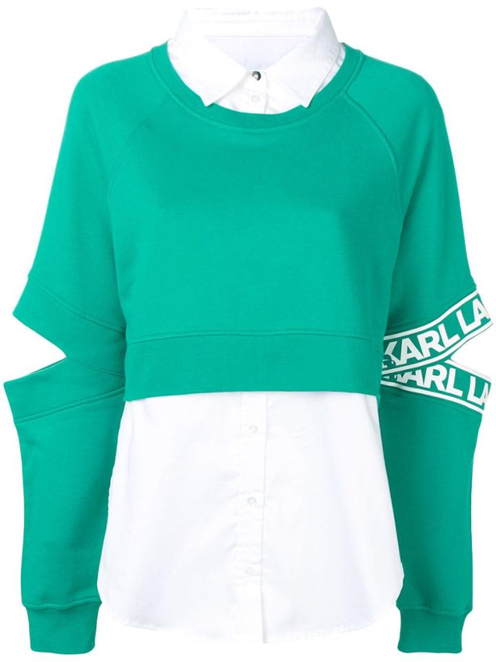 Karl Lagerfeld Fabric Mix Sweatshirt - Green