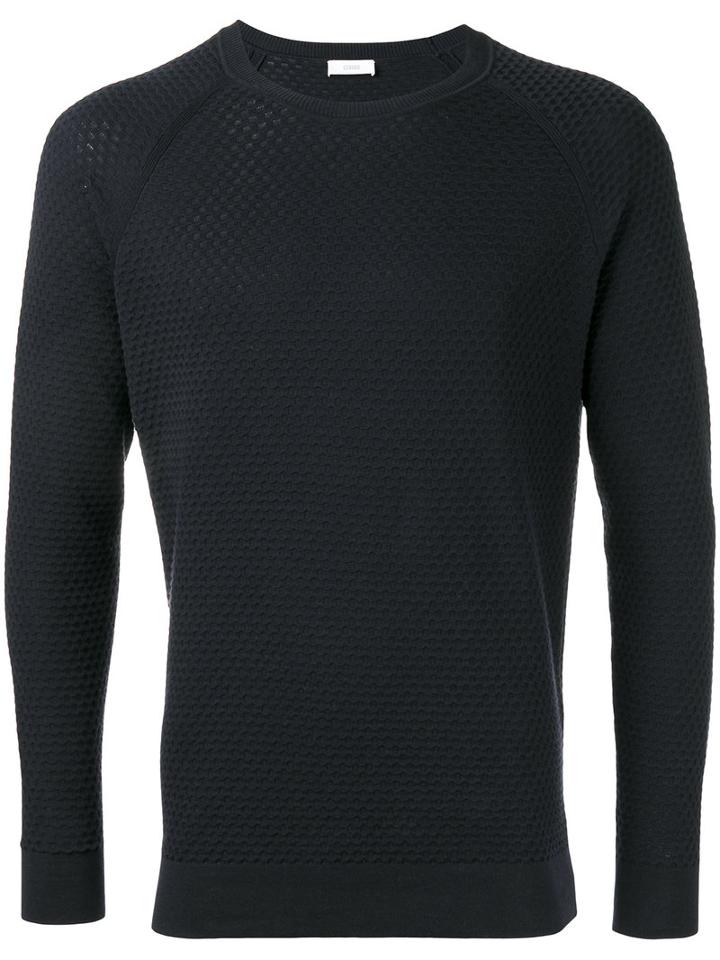 Closed Embossed Slim-fit Jumper, Men's, Size: Medium, Blue, Cotton
