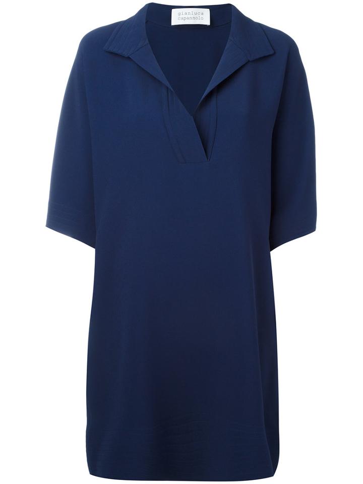 Gianluca Capannolo - V-neck Shift Dress - Women - Viscose - 42, Women's, Blue, Viscose