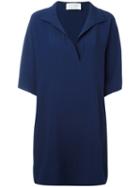 Gianluca Capannolo - V-neck Shift Dress - Women - Viscose - 42, Women's, Blue, Viscose