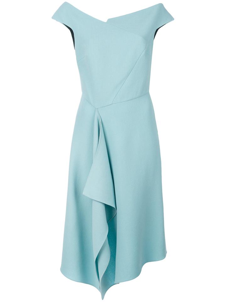 Roland Mouret Draped Asymmetric Dress - Blue