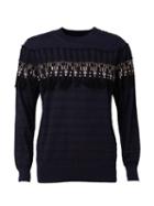 Sacai Striped Tassel Jumper, Men's, Size: 3, Blue, Cotton