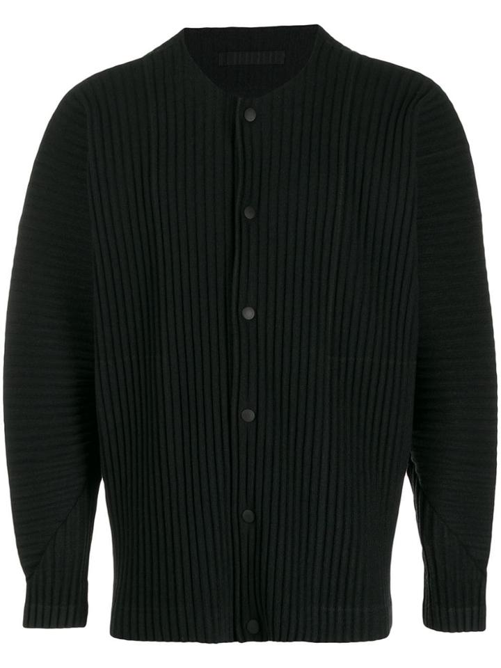 Homme Plissé Issey Miyake Pleated Button Down Cardigan - Black
