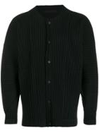 Homme Plissé Issey Miyake Pleated Button Down Cardigan - Black