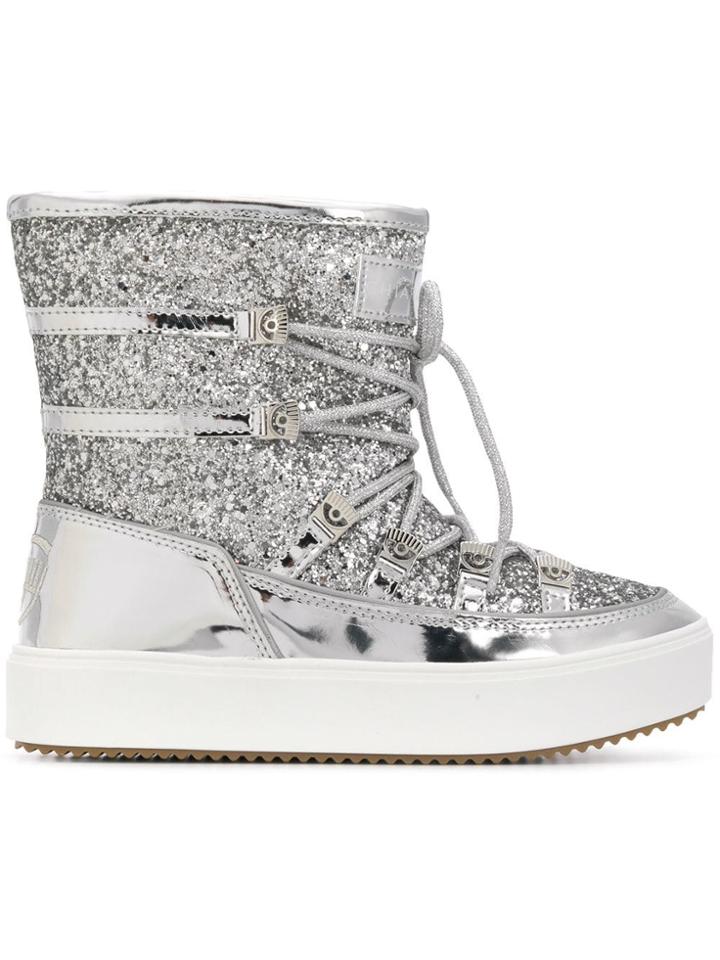 Chiara Ferragni Glitter Snow Boots - Silver