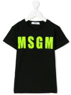 Msgm Kids - Neon Logo Print T-shirt - Kids - Cotton - 4 Yrs, Black