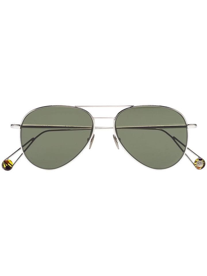 Ahlem 22k Gold Plated Pantheon Aviator Sunglasses - Black