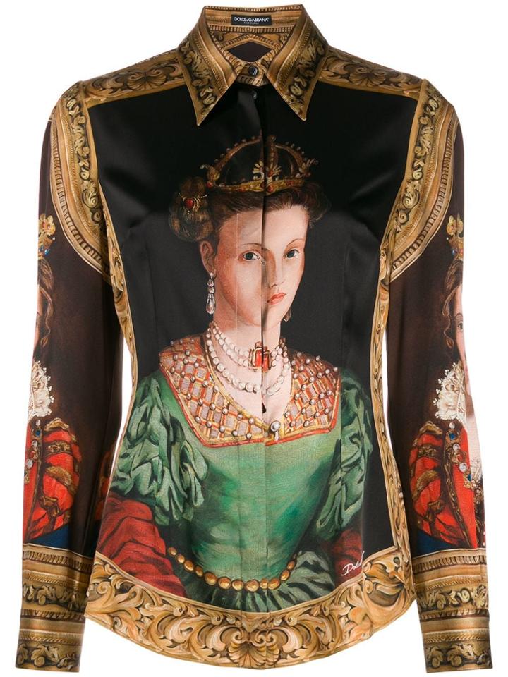 Dolce & Gabbana Queen Print Long Sleeve Shirt - Brown