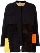 Hache Patch Detail Coat, Women's, Size: 42, Blue, Wool/polyamide/spandex/elastane/cotton