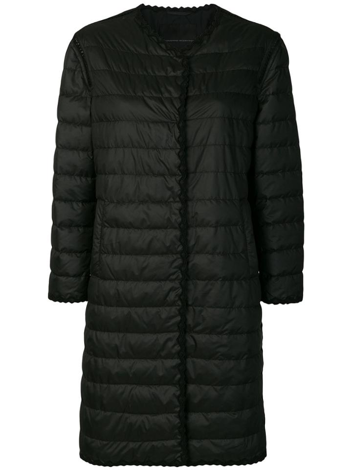Ermanno Scervino Crochet Trim Padded Coat - Black