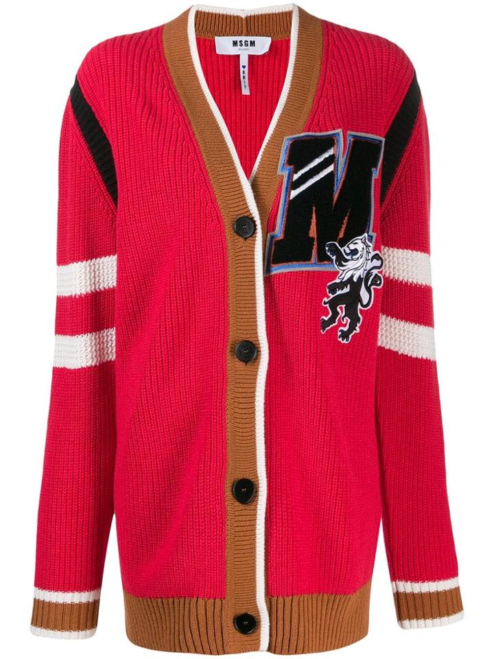 Msgm Oversized '2' Cardigan - Pink
