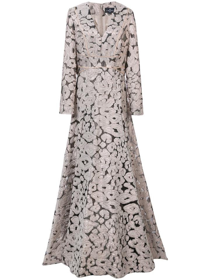 J. Mendel - Leopard Print V-neck Gown - Women - Silk/polyester - 14, Yellow/orange, Silk/polyester